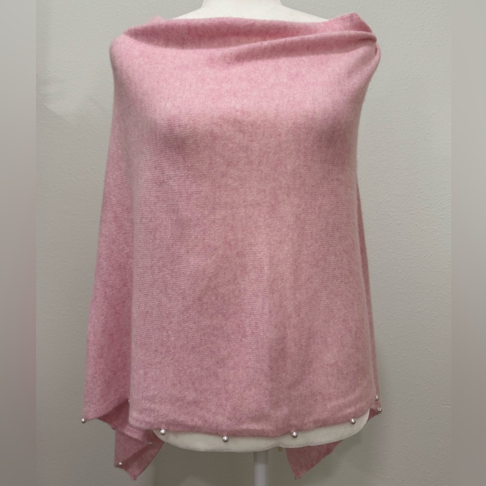Lily Pulitzer Like New 100% Cashmere Pink Poncho with Pearls : One Size